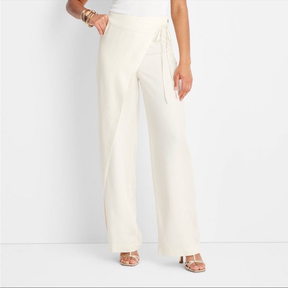 Women's Mid-Rise Sarong Wide Leg Pants - Future Collective™ Jenee Naylor White L